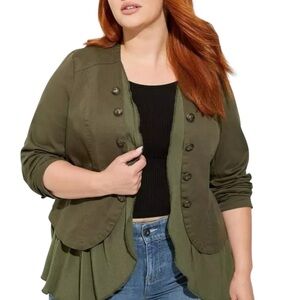 Torrid Peplum Military Jacket Green